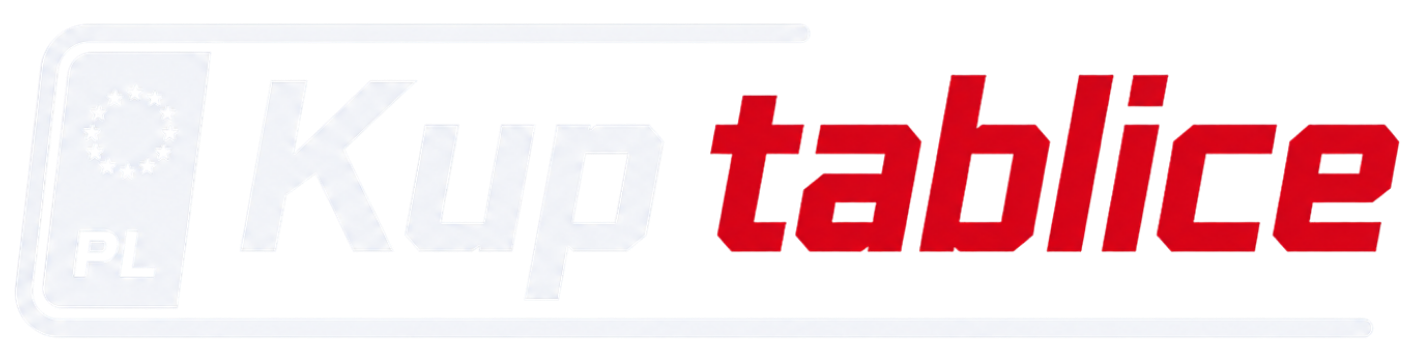 Logo sklepu internetowego KupTablice.pl z motywem polskiej tablicy rejestracyjnej.